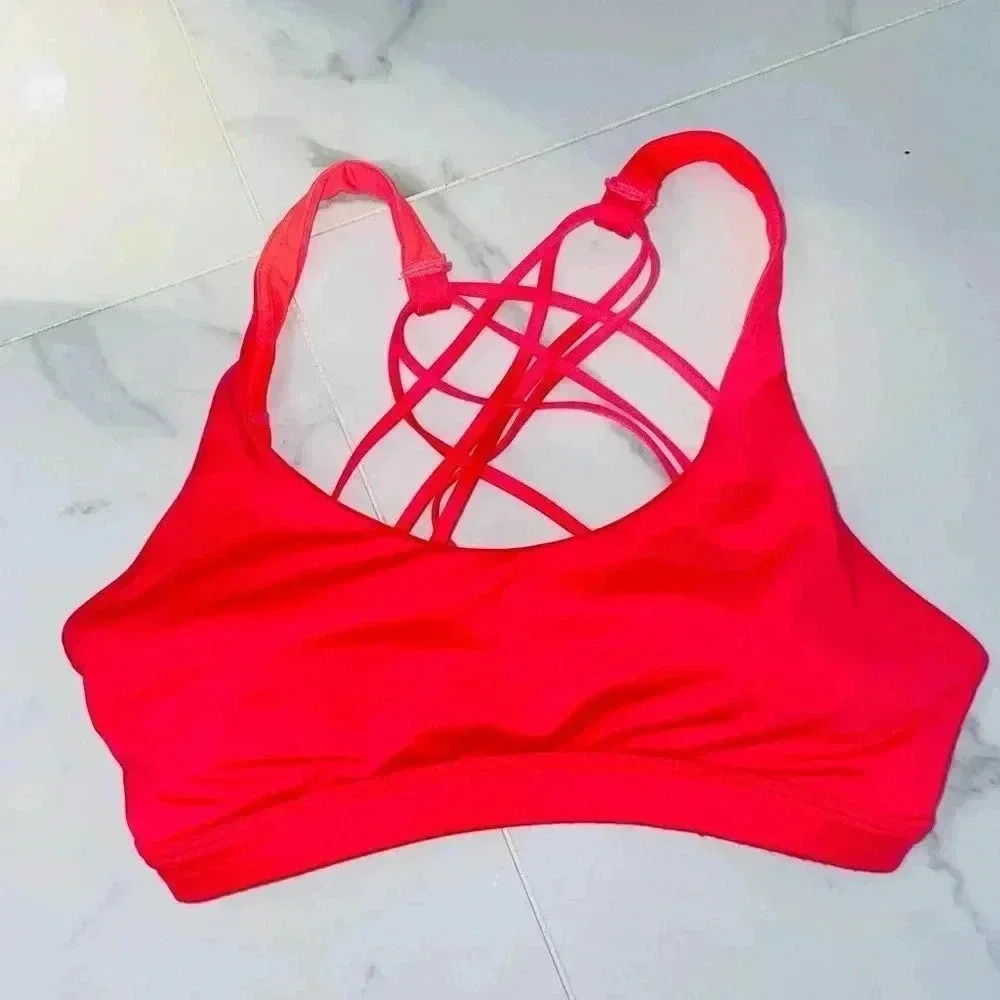Neon pink sports bra